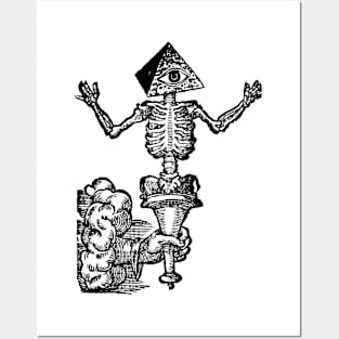 Skeleton with Pyramid Helmet Posters and Art